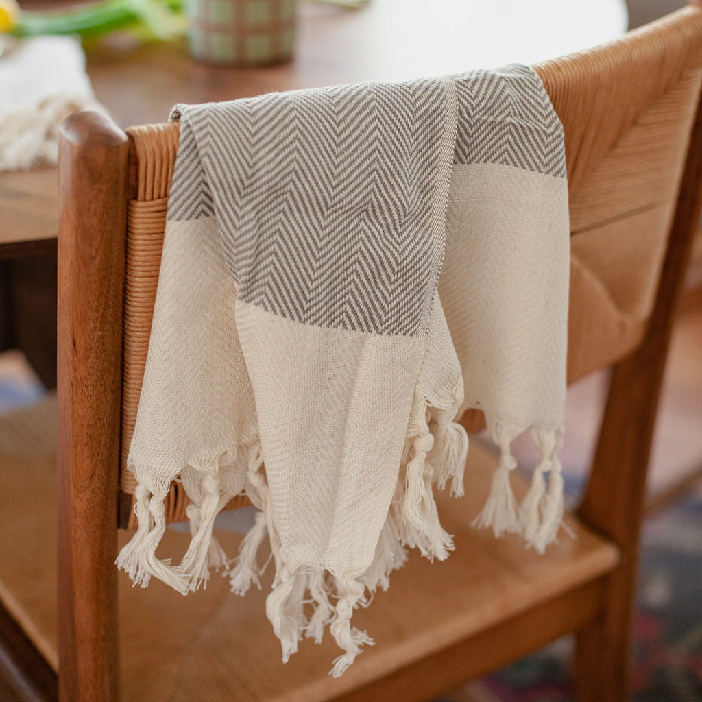 Herringbone Turkish Hand Towel – Eco-Friendly 100% Cotton, Handwoven in Turkey