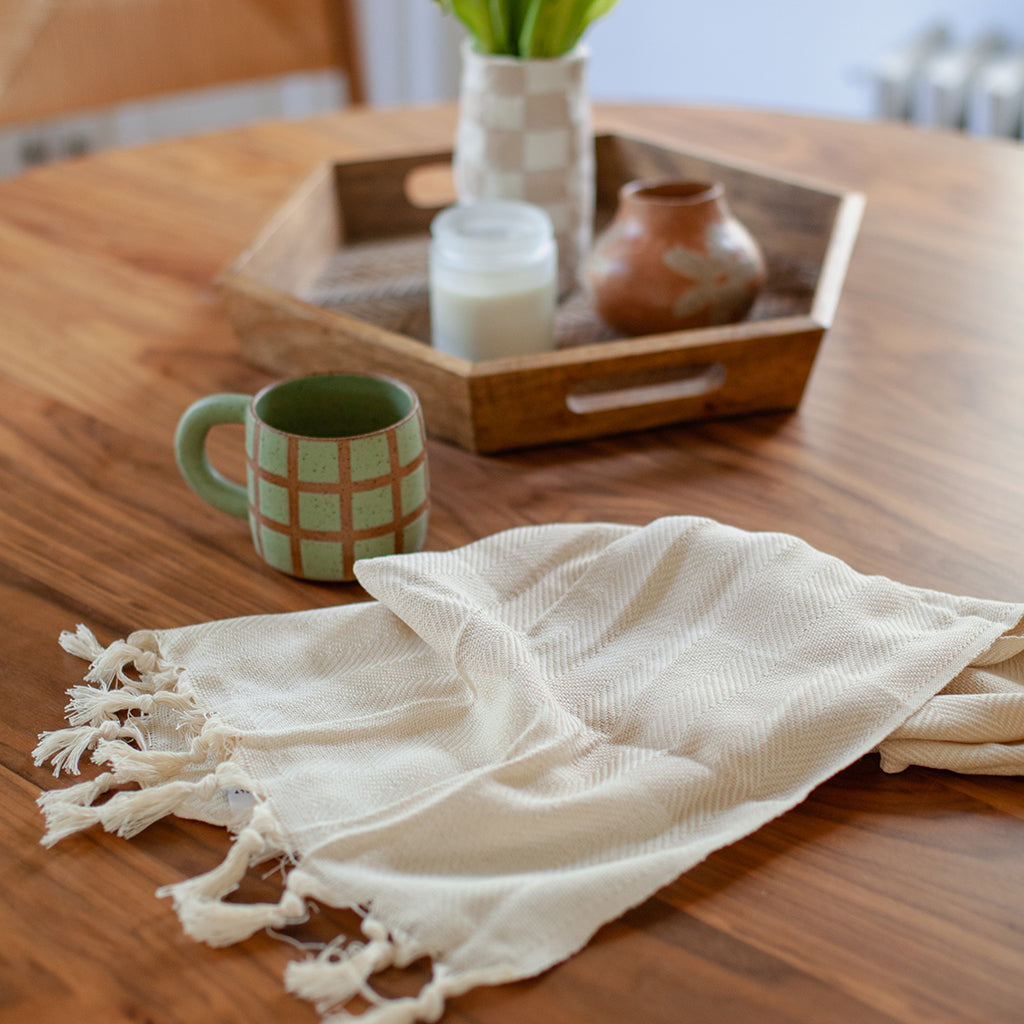 Herringbone Turkish Hand Towel – Eco-Friendly 100% Cotton, Handwoven in Turkey