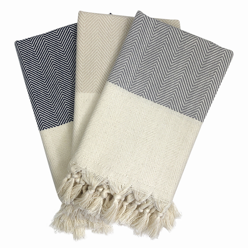 Herringbone Turkish Hand Towel – Eco-Friendly 100% Cotton, Handwoven in Turkey